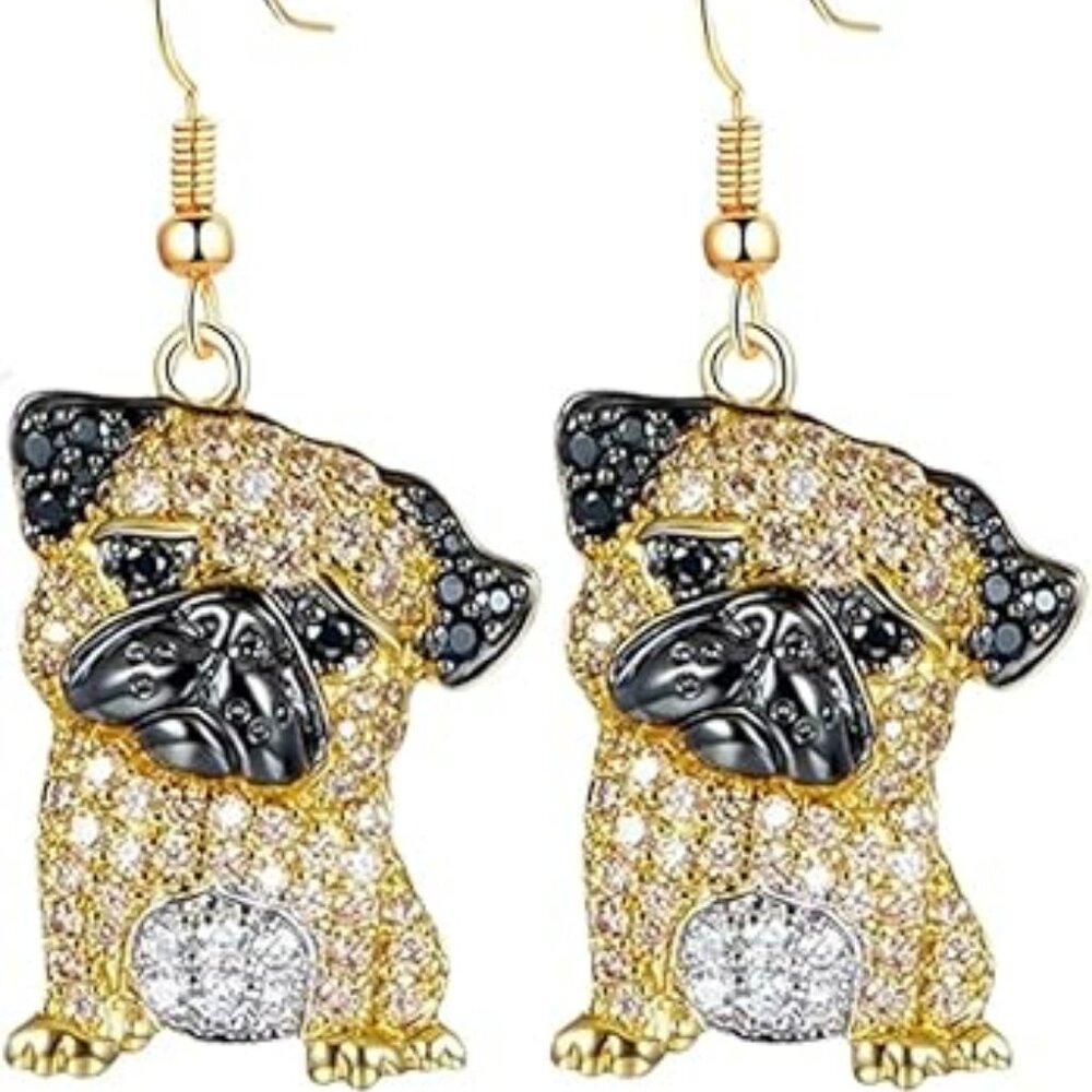 Pug Dog Earrings Pet‎ Lovers Charm Earrings Jewelry Statement Set Fashion w Gold